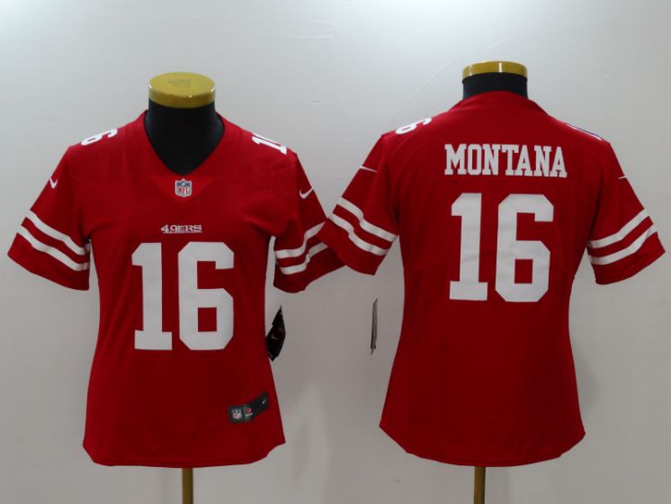 Women San Francisco 49ers #16 Montana Red Nike Vapor Untouchable Limited NFL Jerseys->golden state warriors->NBA Jersey
